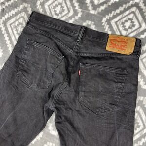 Levis 501 Jeans Men 36x32 Black Straight Leg Rocker Denim Grunge Distressed